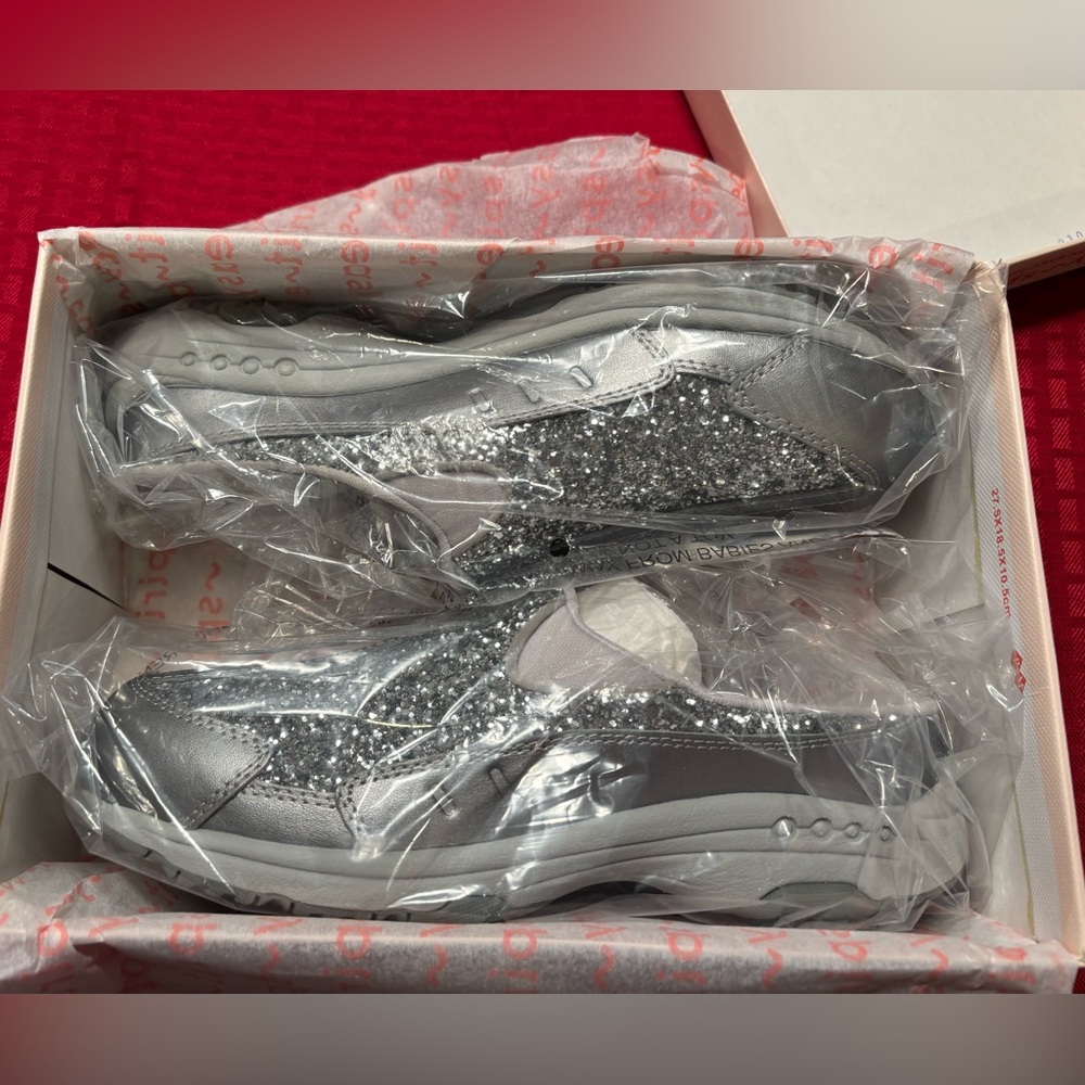 Easy Spirit Silver Embellished Women's Sneakers